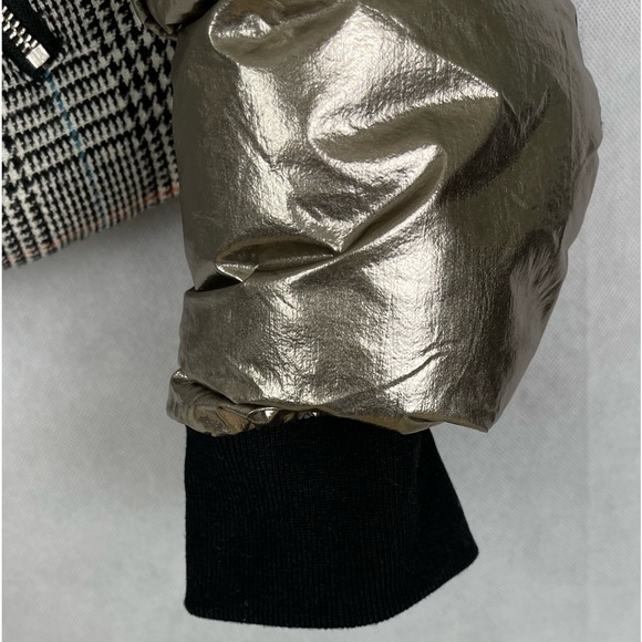 LA Coalition Houndstooth Metallic Puffer Jacket Coat Preppy - Picture 4 of 6